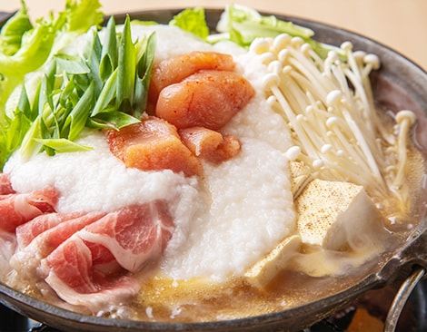 鶏団子のふわふわ明太子とろろ鍋