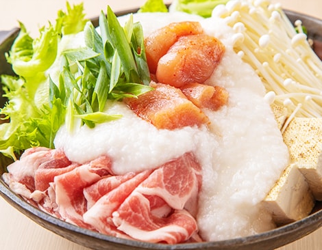 鶏団子のふわふわ明太子とろろ鍋2