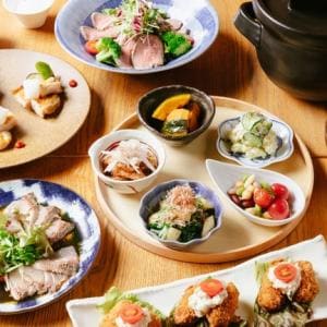 京生麩の味噌田楽・鯛の羽釜御飯など食べ尽くしコース8品【2H飲放付】6600円(税込)