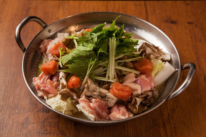 鶏肉と明太子のとろろチーズぶっかけ鍋