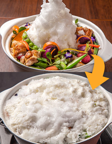 15種緑黄色野菜とローストチキンの雪山鍋